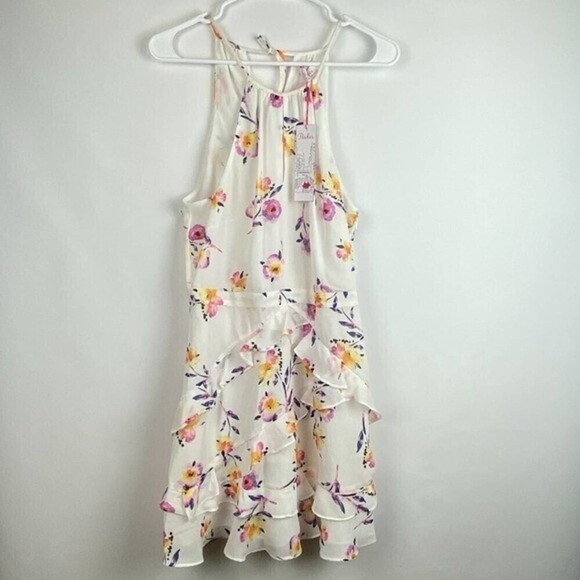 Parker Dress Womens Medium White Floral Mini Dress Tropical Lightweight - Picture 6 of 13